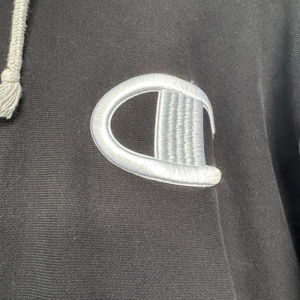 Champion Men's Reverse Weave Colorblock Black, Gray and White Hoodie. - Picture 4 of 12